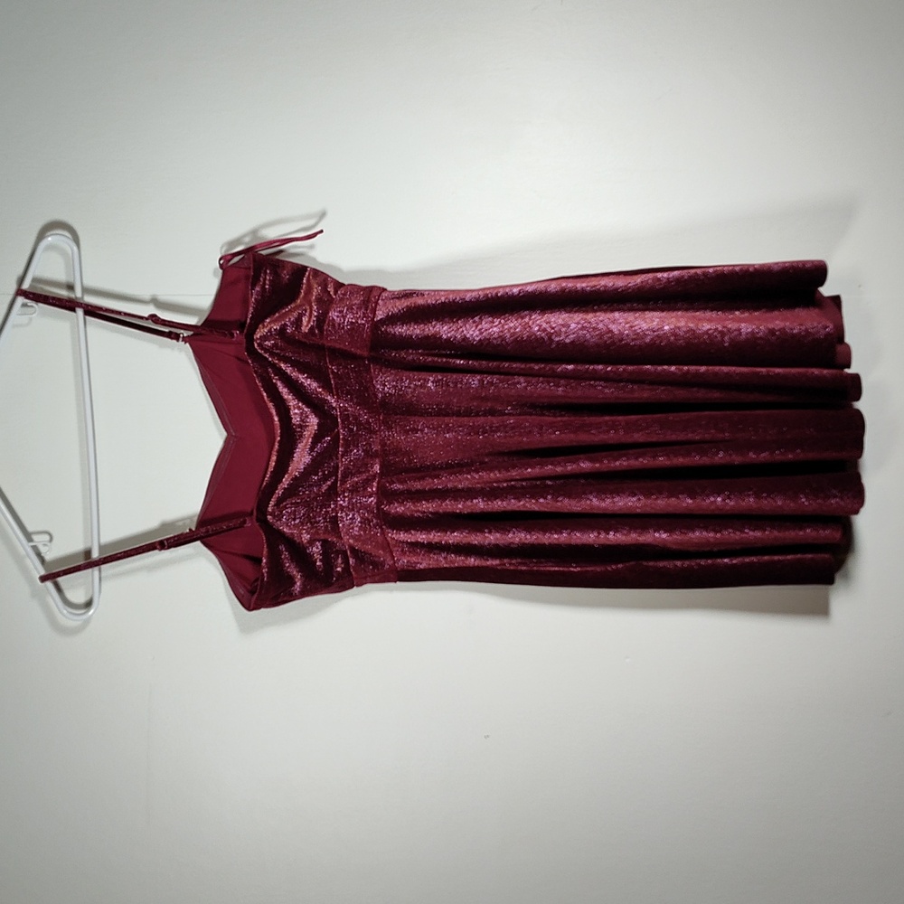 Free‎ People Shattered Shine velvet mini dress berry pink L - Picture 4 of 11